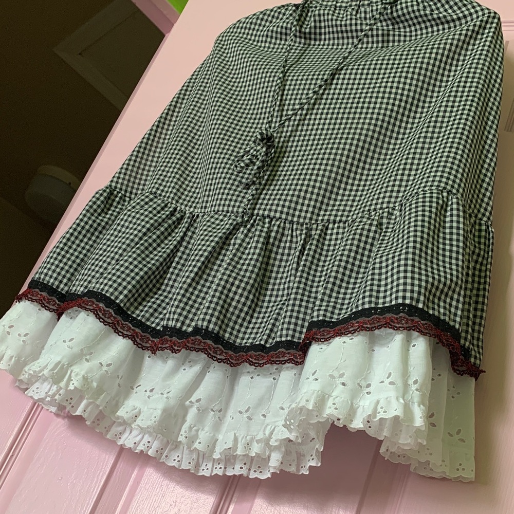 Gingham Black and White  cinnamon stick California Ruffle Skirt.
